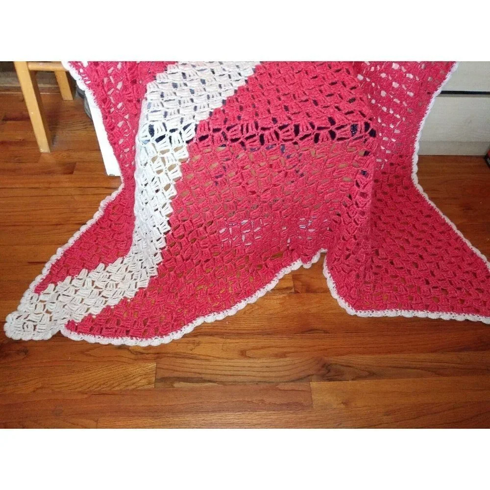 Afghan Throw Salmon pink Ivory 73.5